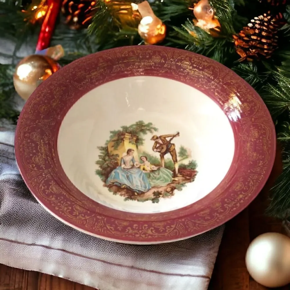 Sebring Pottery SERENADE Serving‎ Bowl Courting Couple Dish Romantic Victorian